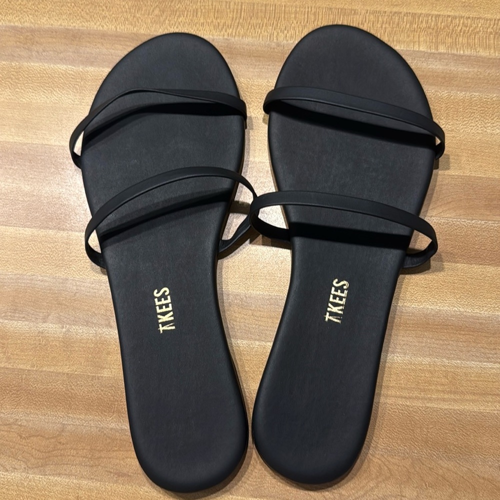 New TKEES Women's Gemma Black Slides Sandals Size 8